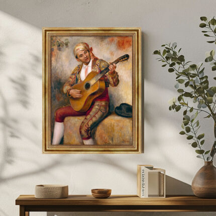 The Spanish Guitarist (1894) Pierre-Auguste Renoir Bild mit Rahmen in Gold
