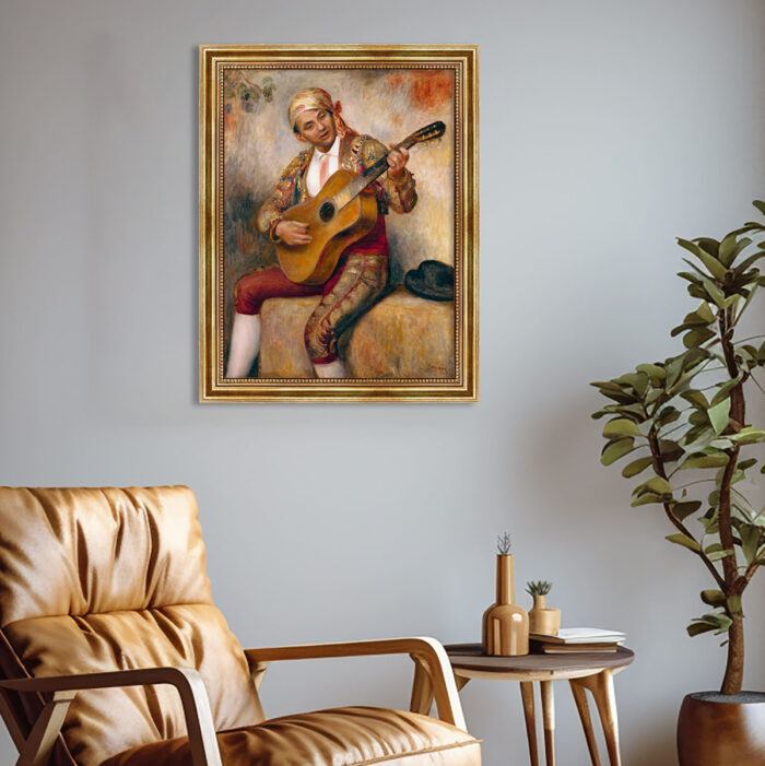 The Spanish Guitarist (1894) Pierre-Auguste Renoir Bild mit Rahmen in Gold