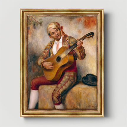 The Spanish Guitarist (1894) Pierre-Auguste Renoir Bild mit Rahmen in Gold