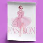 Fashion in Pink Wandbilder 4er Set Bilder Premium Poster Wanddekoration