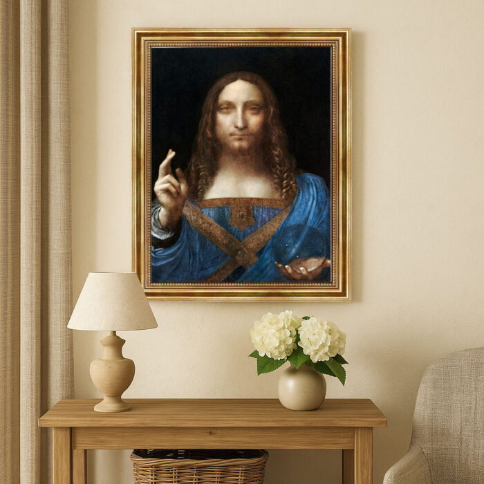 Salvator Mundi von Leonardo da Vinci Bild mit Rahmen in Gold