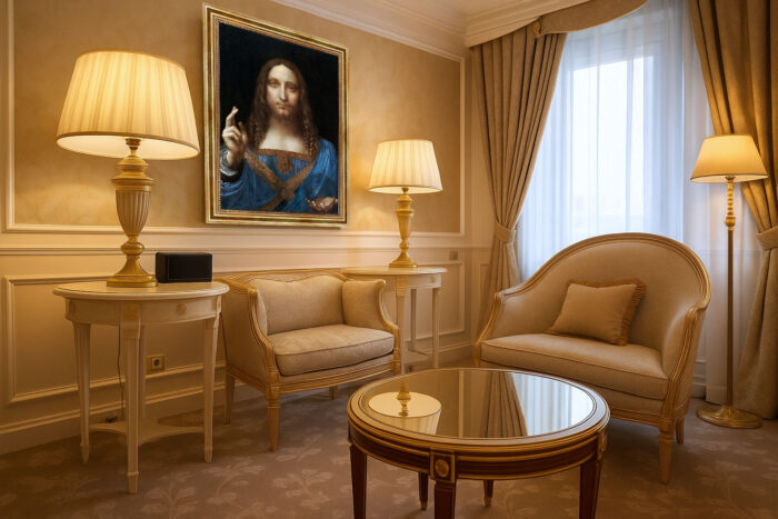 Salvator Mundi von Leonardo da Vinci Bild mit Rahmen in Gold