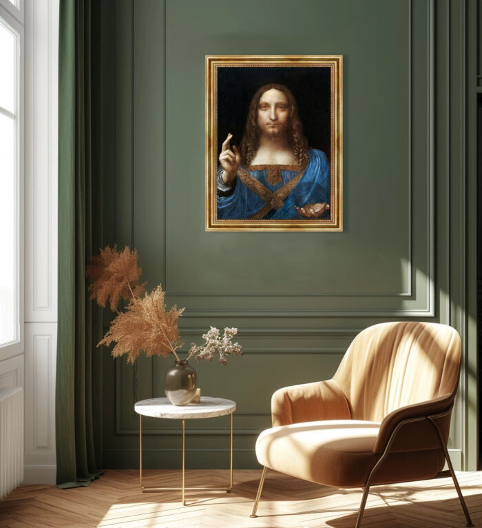 Salvator Mundi von Leonardo da Vinci Bild mit Rahmen in Gold
