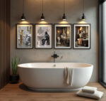 Lustige Badezimmer Bilder Set von Kino Berühmtheiten als Wanddekoration für Bad und Toilette