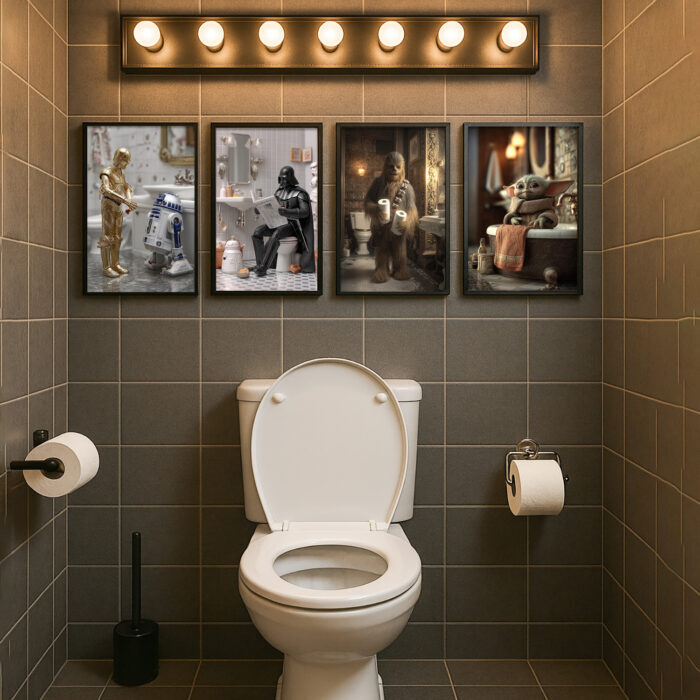 Lustige Badezimmer Bilder Set von Kino Berühmtheiten als Wanddekoration für Bad und Toilette
