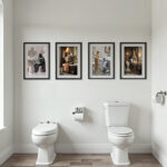 Lustige Badezimmer Bilder Set von Kino Berühmtheiten als Wanddekoration für Bad und Toilette