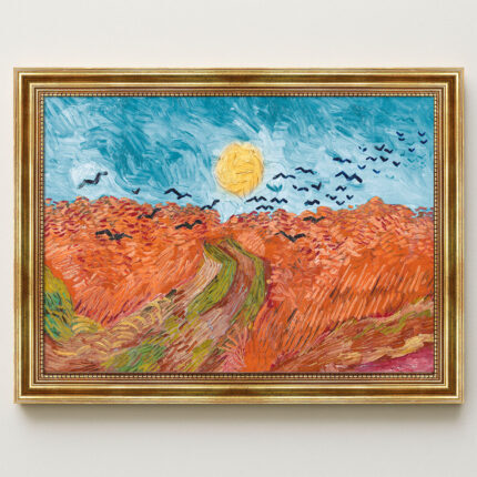 Weizenfeld mit Raben von Vincent van Gogh Bild mit Rahmen in Gold