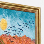 Weizenfeld mit Raben von Vincent van Gogh Bild mit Rahmen in Gold
