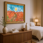 Weizenfeld mit Raben von Vincent van Gogh Bild mit Rahmen in Gold