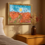 Weizenfeld mit Raben von Vincent van Gogh Bild mit Rahmen in Gold