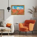 Weizenfeld mit Raben von Vincent van Gogh Bild mit Rahmen in Gold