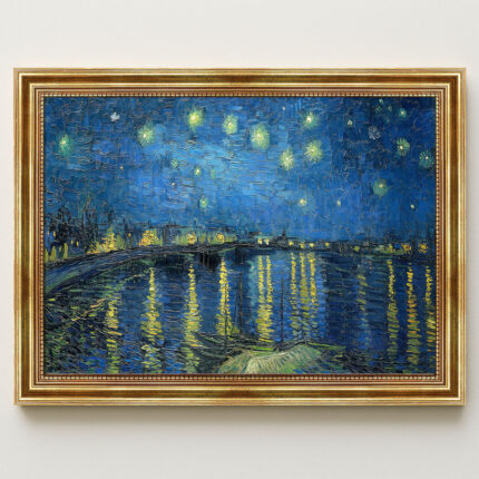 Sternennacht über der Rhône von Vincent van Gogh Bild mit Rahmen in Gold