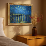 Sternennacht über der Rhône von Vincent van Gogh Bild mit Rahmen in Gold