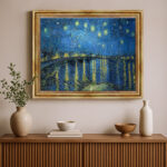 Sternennacht über der Rhône von Vincent van Gogh Bild mit Rahmen in Gold