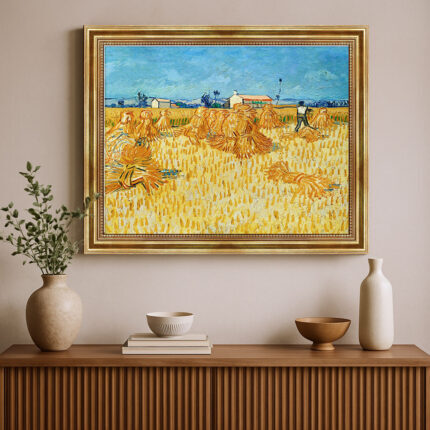 Ernte in der Provence von Vincent van Gogh Bild mit Rahmen in Gold