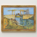 Die Langlois-Brücke bei Arles mit Wäscherinnen von Vincent van Gogh Bild mit Rahmen in Gold