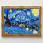 Sternennacht von Vincent van Gogh Bild mit Rahmen in Gold