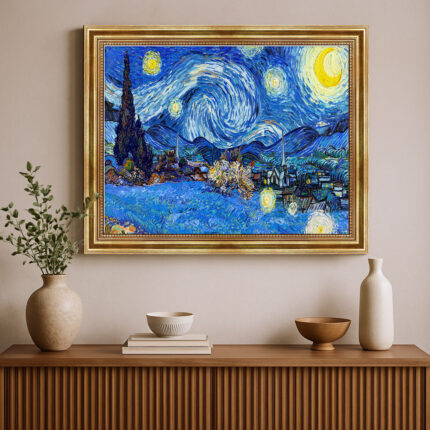 Sternennacht von Vincent van Gogh Bild mit Rahmen in Gold