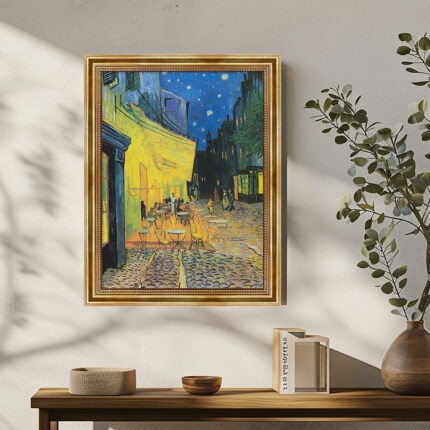 Cafe Terrasse bei Nacht von Vincent van Gogh Bild mit Rahmen in Gold