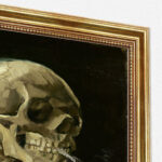 Schädel mit brennender Zigarette von Vincent van Gogh Bild mit Rahmen in Gold