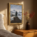 Wanderer über dem Nebelmeer David C. Friedrich Bild mit Rahmen in Gold (Kopie)