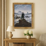 Wanderer über dem Nebelmeer David C. Friedrich Bild mit Rahmen in Gold (Kopie)