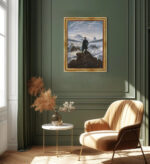 Wanderer über dem Nebelmeer David C. Friedrich Bild mit Rahmen in Gold (Kopie)