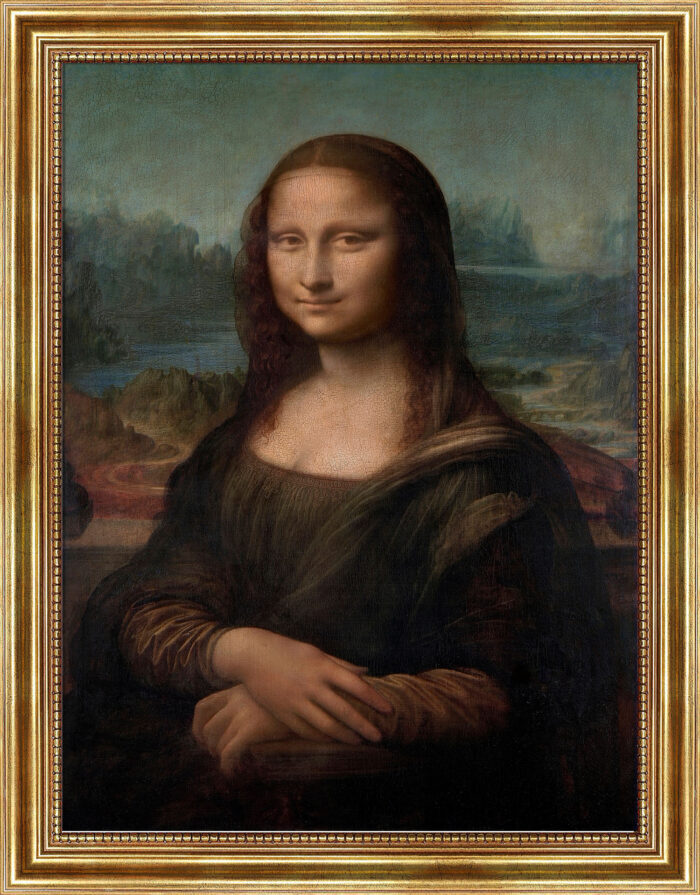 Mona Lisa von Leonardo Da Vinci Bild mit Rahmen in Gold (Kopie)
