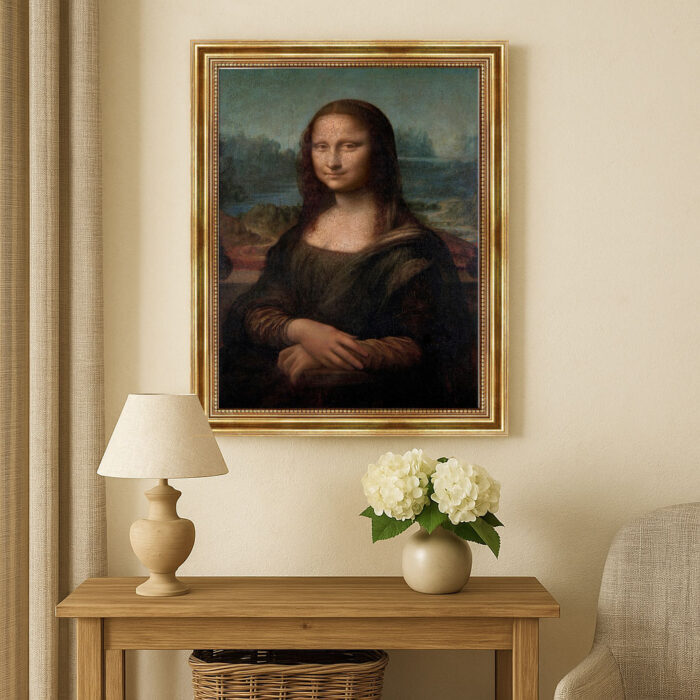 Mona Lisa von Leonardo Da Vinci Bild mit Rahmen in Gold (Kopie)