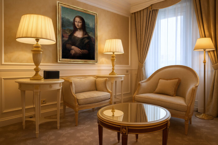 Mona Lisa von Leonardo Da Vinci Bild mit Rahmen in Gold (Kopie)