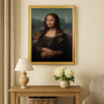 Mona Lisa by Leonardo Da Vinci Wall Art with Golden Frame Old Master Painting Reproduction Print for Home and Office Decorations
