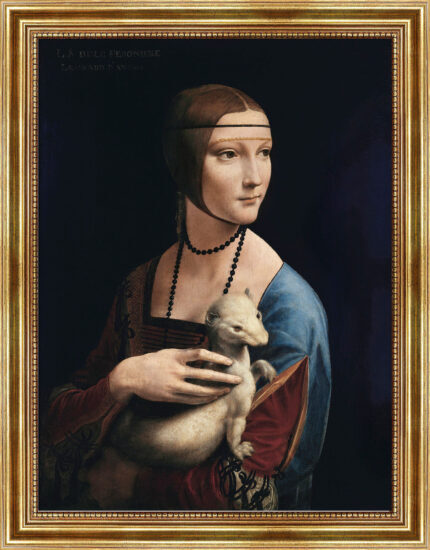 Dame mit dem Hermelin von Da Vinci Bild mit Rahmen in Gold (Kopie)