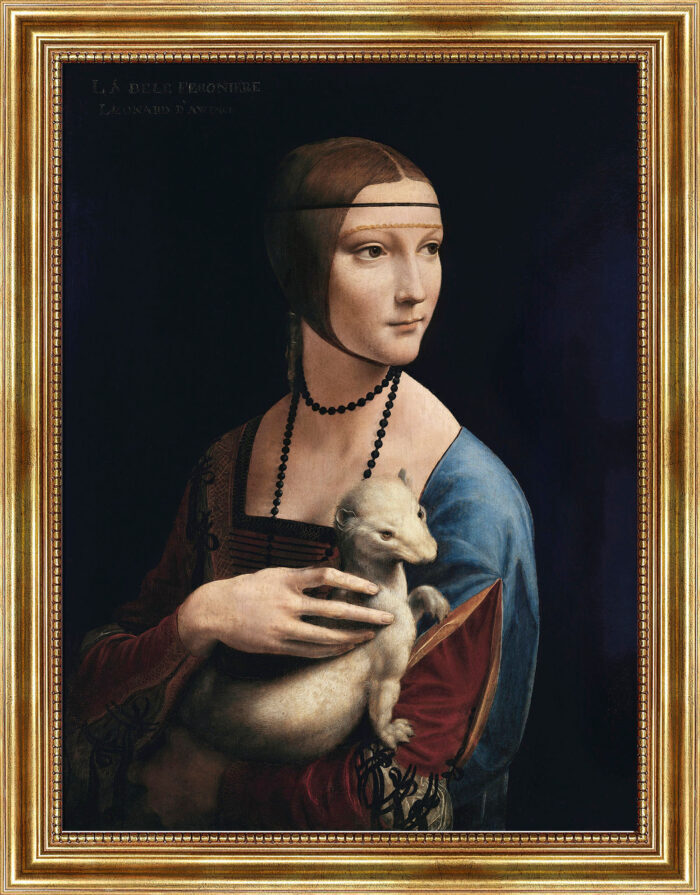 Dame mit dem Hermelin von Da Vinci Bild mit Rahmen in Gold (Kopie)