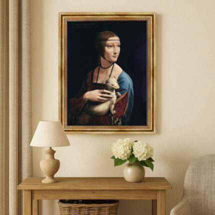 Dame mit dem Hermelin von Da Vinci Bild mit Rahmen in Gold (Kopie)