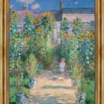 The Artists Garden at Vétheuil von Claude Monet Bild mit Rahmen in Gold (Kopie)