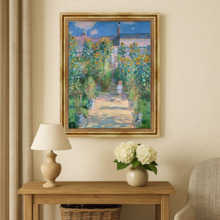 The Artist’s Garden at Vétheuil von Claude Monet Bild mit Rahmen in Gold (Kopie)