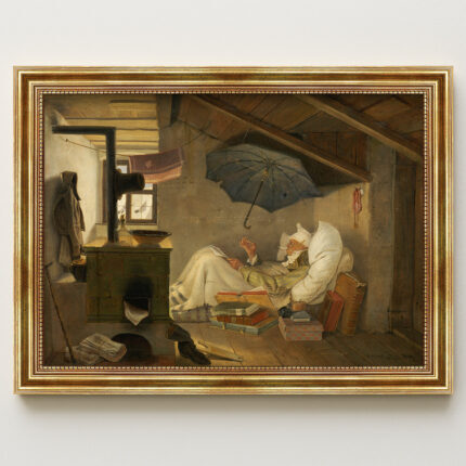 Der Arme Poet von Carl Spitzweg Leinwandbild mit Goldrahmen Klassische Kunst Wanddeko