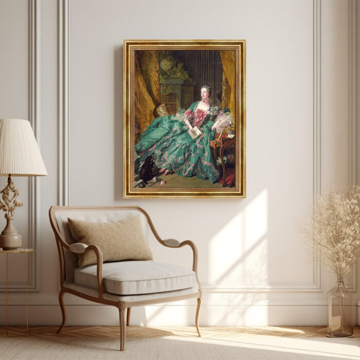 François Boucher Madame de Pompadour Leinwandbild Goldener Rahmen Wandkunst Dekor