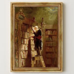 Der Bücherwurm von Carl Spitzweg Leinwandbild mit Goldrahmen Klassische Kunst Wanddeko (Kopie)