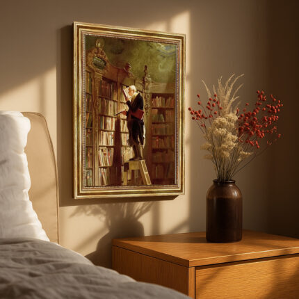 Der Bücherwurm von Carl Spitzweg Leinwandbild mit Goldrahmen Klassische Kunst Wanddeko (Kopie)