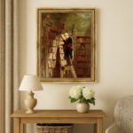 Der Bücherwurm von Carl Spitzweg Leinwandbild mit Goldrahmen Klassische Kunst Wanddeko (Kopie)