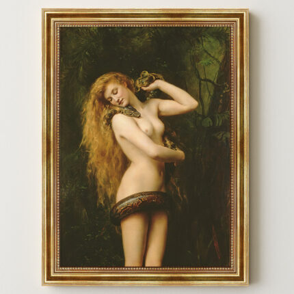 John Colliers Gemälde Lilith von 1887 Leinwandbild mit goldenem Rahmen Wandkunst