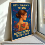 Little Girls with Dreams Motivational Wall Decor Poster Trendy Girl Art Wall Design Chic Boho