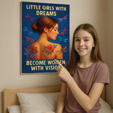 Little Girls with Dreams Motivational Wall Decor Poster Trendy Girl Art Wall Design Chic Boho
