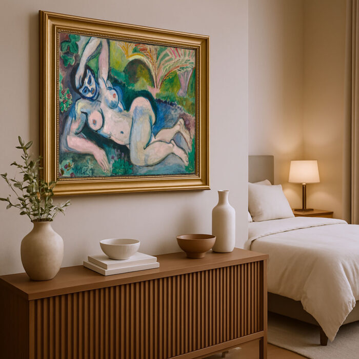 Blauer Akt Erinnerung an Biskra von Henri Matisse Kunstdruck Leinwandbild mit Rahmen in Gold