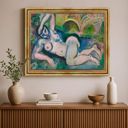 Blauer Akt Erinnerung an Biskra von Henri Matisse Kunstdruck Leinwandbild mit Rahmen in Gold