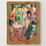 Hans Clar Kunstdruck Junge Gesellschaft Impressionismus Leinwandbild mit Rahmen in Gold (Kopie)