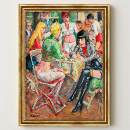 Hans Clar Kunstdruck Junge Gesellschaft Impressionismus Leinwandbild mit Rahmen in Gold (Kopie)
