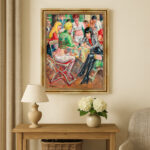 Hans Clar Kunstdruck Junge Gesellschaft Impressionismus Leinwandbild mit Rahmen in Gold (Kopie)