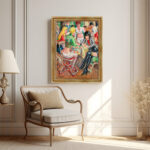 Hans Clar Kunstdruck Junge Gesellschaft Impressionismus Leinwandbild mit Rahmen in Gold (Kopie)